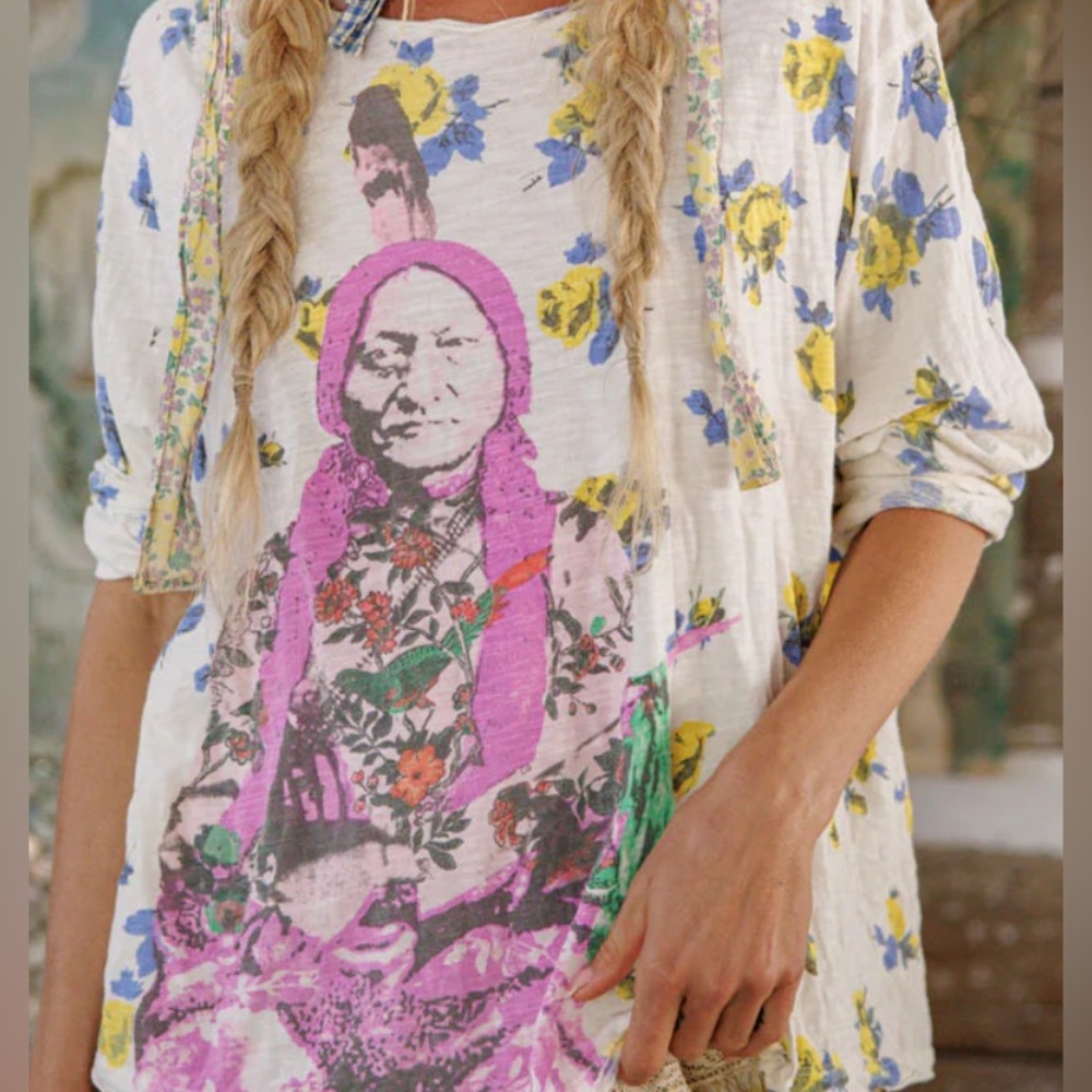 Magnolia Pearl Floral Graphic Long Sleeve Tee - Pink and Yellow